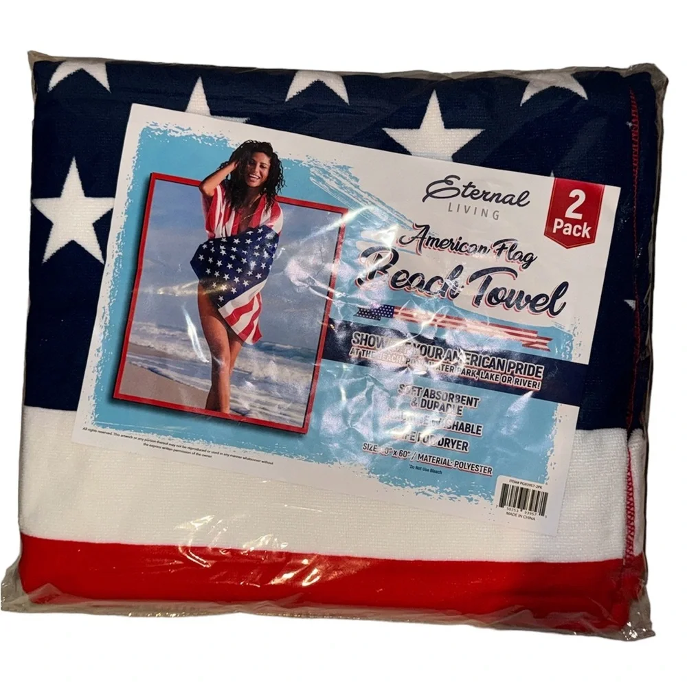 🇺🇸 ✌🏼New! 2 American Flag Beach Towels